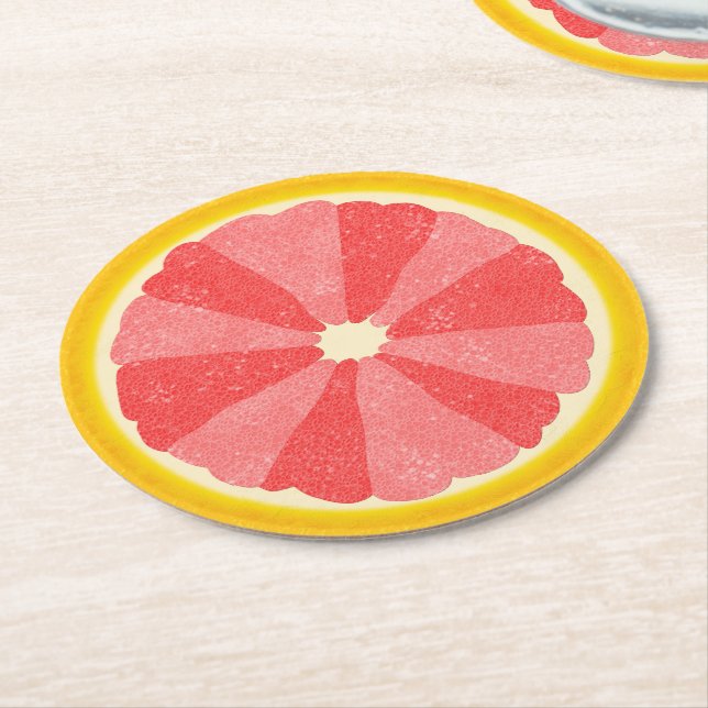 Dessous De Verre Rond Fruit de tranches de pamplemousse de la fête d'été (Incliné)