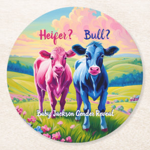 Dessous De Verre Rond Fun Heifer ou Bull Genre Revela