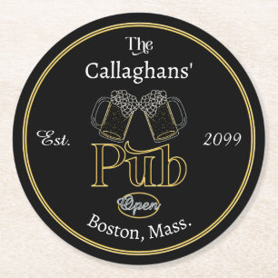 Dessous De Verre Rond Fun Script Texte Pub w Beers Boire Coasters