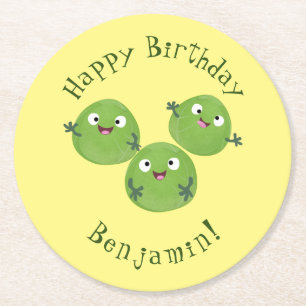 Dessous De Verre Rond Funny Brussels sprouts légumes caricature
