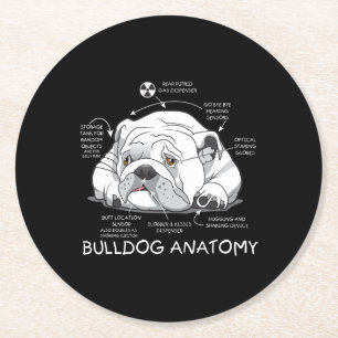 Dessous De Verre Rond Funny Cute English Bulldog Anatomie de la biologie