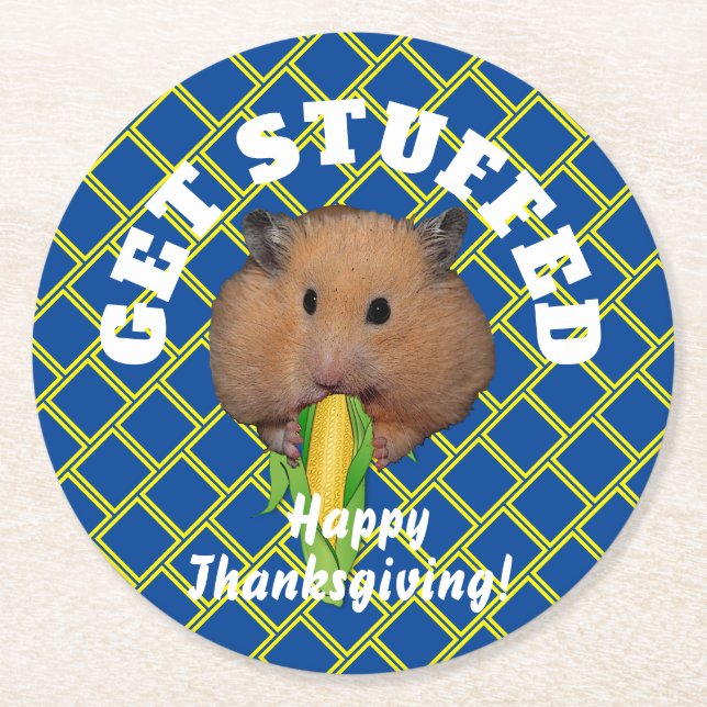 Dessous De Verre Rond Funny Hamster Thanksgiving   (Devant)