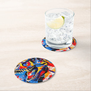 Dessous De Verre Rond Fusion de T-rex Dinosaur sauvage
