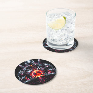Dessous De Verre Rond Gardien Cosmique Cybernétique Abstrait Robot Futur
