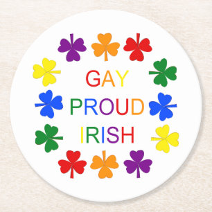 Dessous De Verre Rond Gay Fier Irlandais LGBT Rainbow Shamrocks