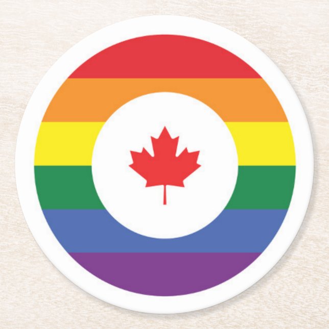 Dessous De Verre Rond Gay pride canadien (Devant)
