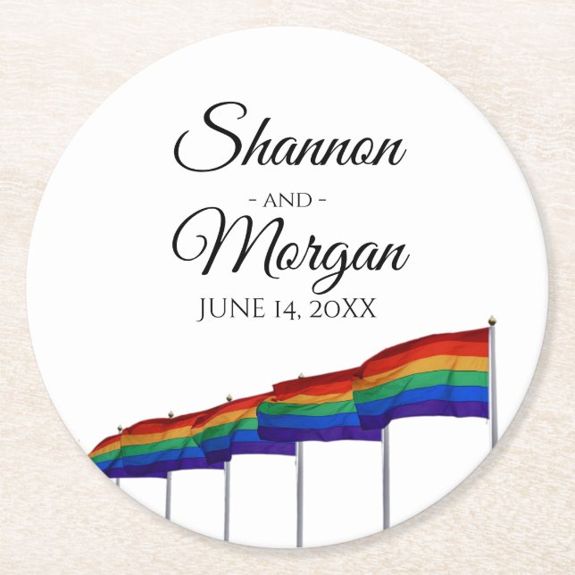 Dessous De Verre Rond Gay pride Rainbow Flags LGBTQ Mariage (Devant)