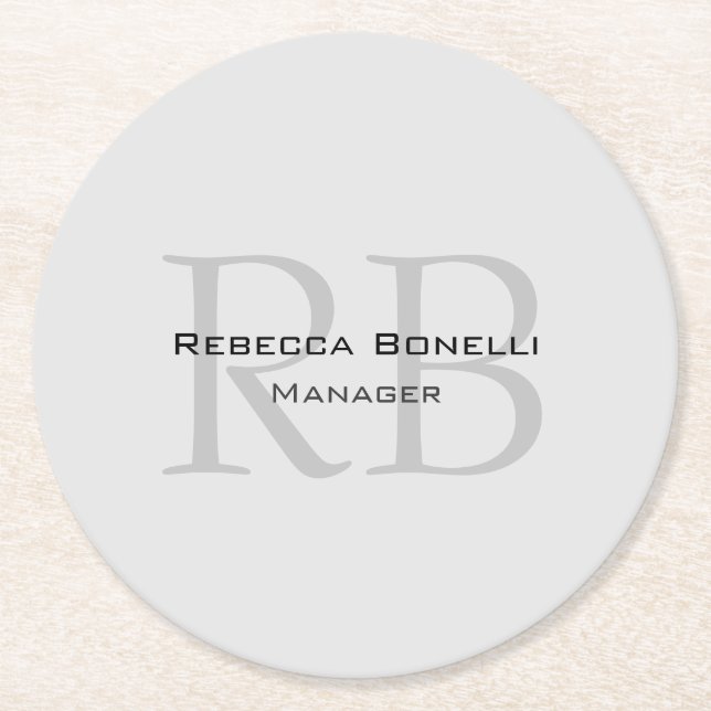 Dessous De Verre Rond Gestionnaire de monogrammes gris blanc arrondi (Devant)