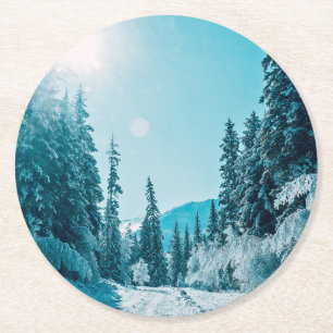 Dessous De Verre Rond Glace et neige Réserve naturelle de l'Altaï, Rus
