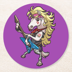Dessous De Verre Rond Glam en métal cheveux Unicorne avec dessin de la g