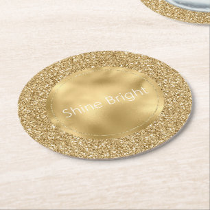 Dessous De Verre Rond Glam Gold Glitzy Parties scintillant     