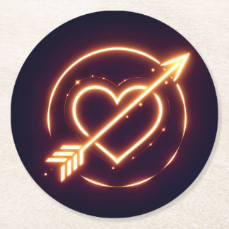 Dessous De Verre Rond glowing image of a heart with cupid's arrow