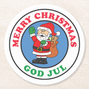 Dessous De Verre Rond God Jul Swedish Christmas Père Noël