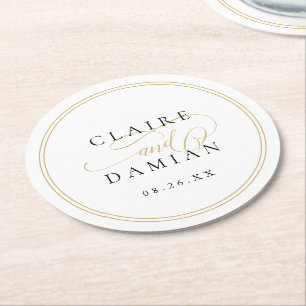 Dessous De Verre Rond Gold Black Simple Elegance Romantique Script Maria