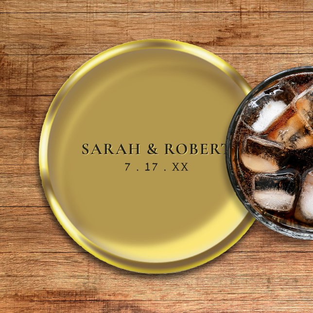 Dessous De Verre Rond Gold Coin Élégant Mariage de luxe (Gold Coin Elegant Luxury Wedding Round Paper Coaster
)