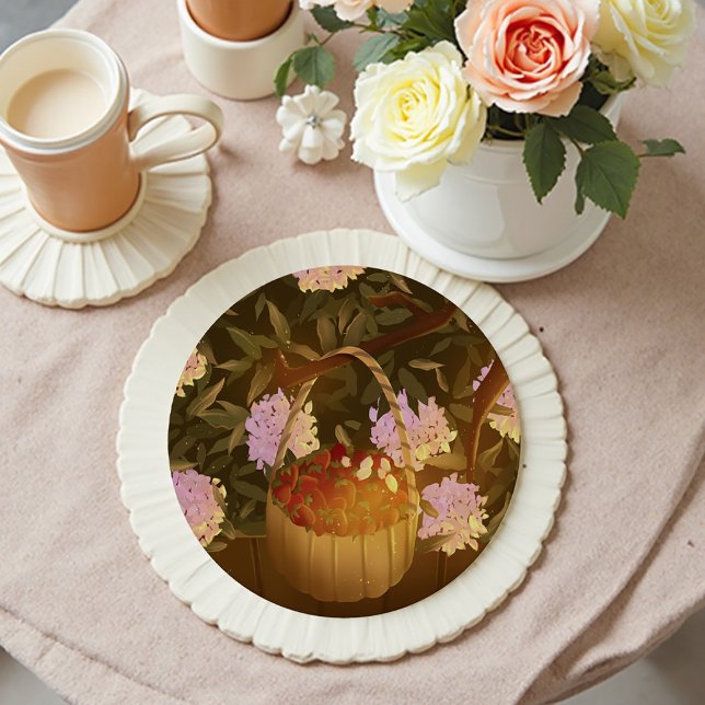 Dessous De Verre Rond Golden Hour Strawberry Basket (Créateur téléchargé)