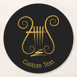 Dessous De Verre Rond Golden lyre