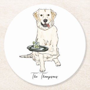 Dessous De Verre Rond Golden Retriever Cream Anglais Mariage