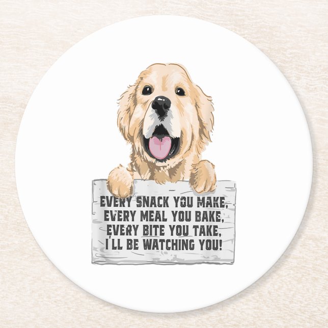 Dessous De Verre Rond Golden Retriever Dog (Devant)