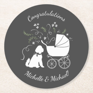 Dessous De Verre Rond Goldendoodle Chien Baby shower sans genre