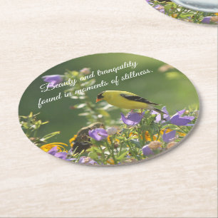 Dessous De Verre Rond Goldfinch sur Harebell Flower