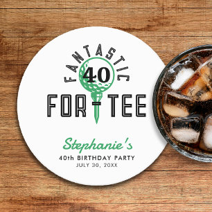 Dessous De Verre Rond Golf 40e anniversaire Fantastique pour le tee blan