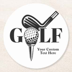 Dessous De Verre Rond Golf de texte personnalisé