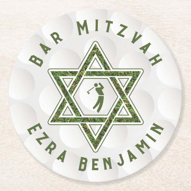 Dessous De Verre Rond Golf Thème Golf Bar Mitzvah (Devant)
