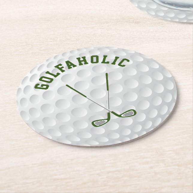 Dessous De Verre Rond Golf vert clubs croisés texte personnalisé (Incliné)