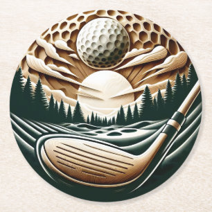 Dessous De Verre Rond Golfeur Abstrait Sur Golf Ball Circulaire Golfing