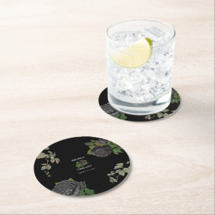 Dessous De Verre Rond Gothique Halloween Rose noir Mariage