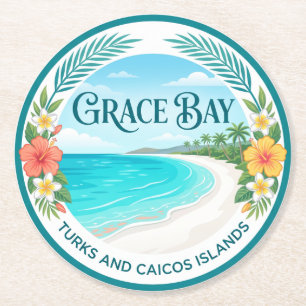 Dessous De Verre Rond Grace Bay Îles Turques-et-Caïques