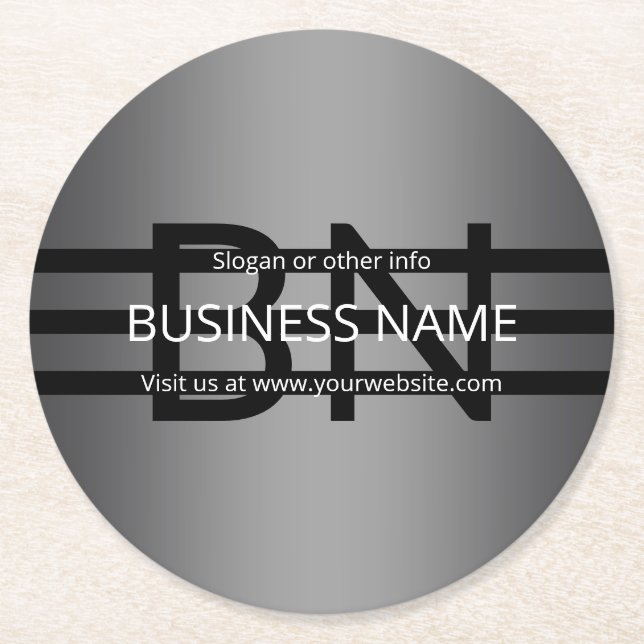 Dessous De Verre Rond Gradient gris moderne et bandes noires horizontale (Devant)