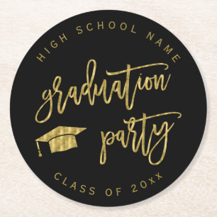 Dessous De Verre Rond Graduation Party Faux Gold Classe de