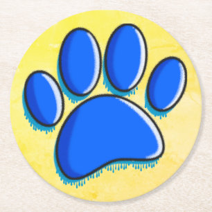 Dessous De Verre Rond Graffiti Art Chien Empreinte de patte