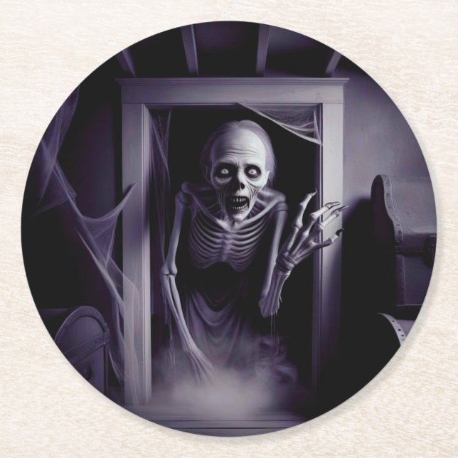 Dessous De Verre Rond Grand Ghoul dans le grenier ! (Devant)