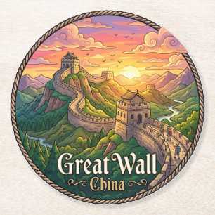 Dessous De Verre Rond Grande Muraille de Chine