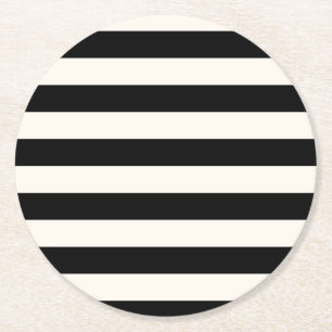 Dessous De Verre Rond Grandes Motifs géométriques noires et blanches