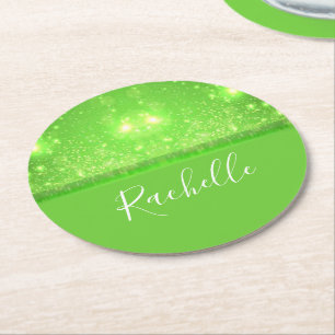 Dessous De Verre Rond Green and white glitter