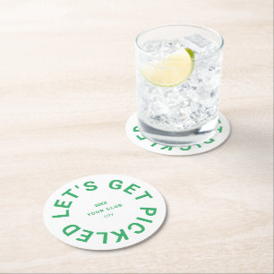 Dessous De Verre Rond Green Get Pickleball Crest Pickled