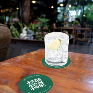 Dessous De Verre Rond Green white bar restaurant menu qr code