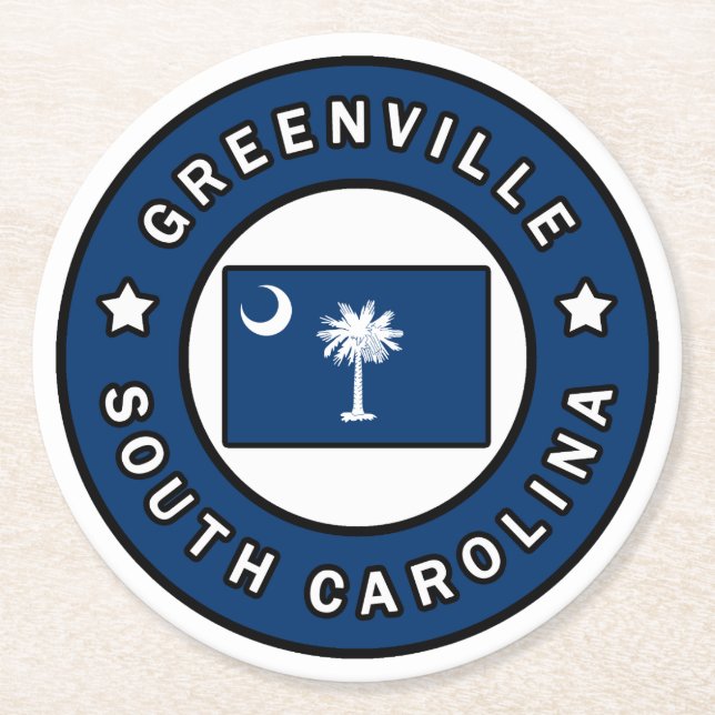 Dessous De Verre Rond Greenville Caroline du Sud (Devant)
