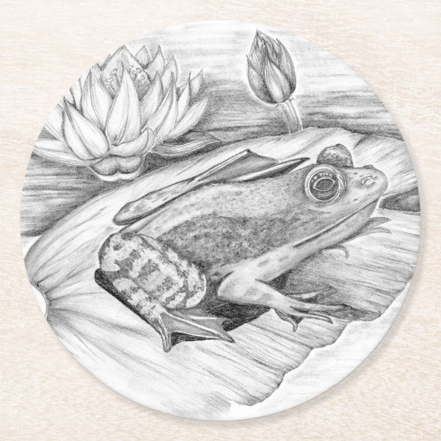 Dessous De Verre Rond Grenouille sur Lily Pad (Devant)