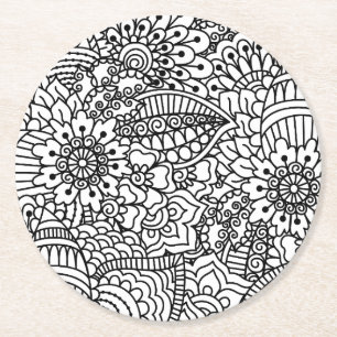 Dessous De Verre Rond Griffonnage de fleur