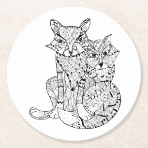 Dessous De Verre Rond Griffonnage de Fox de Boho