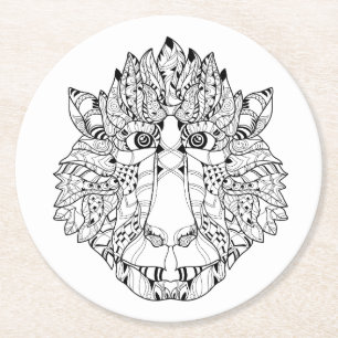 Dessous De Verre Rond Griffonnage de tête de singe