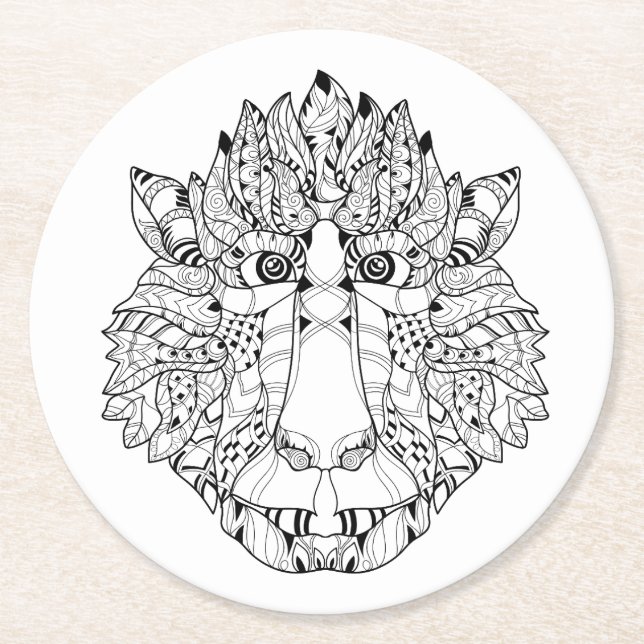 Dessous De Verre Rond Griffonnage de tête de singe (Devant)