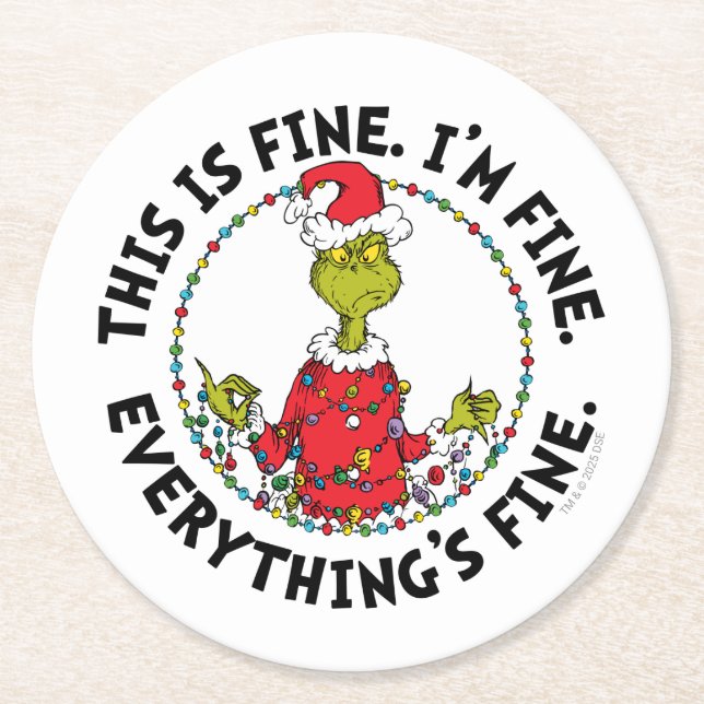 Dessous De Verre Rond Grinch | Everything's Fine (Devant)