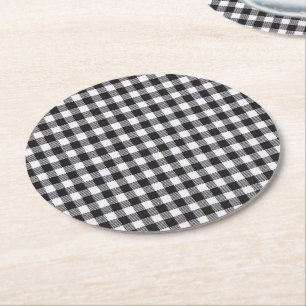 Dessous De Verre Rond Guingan noir