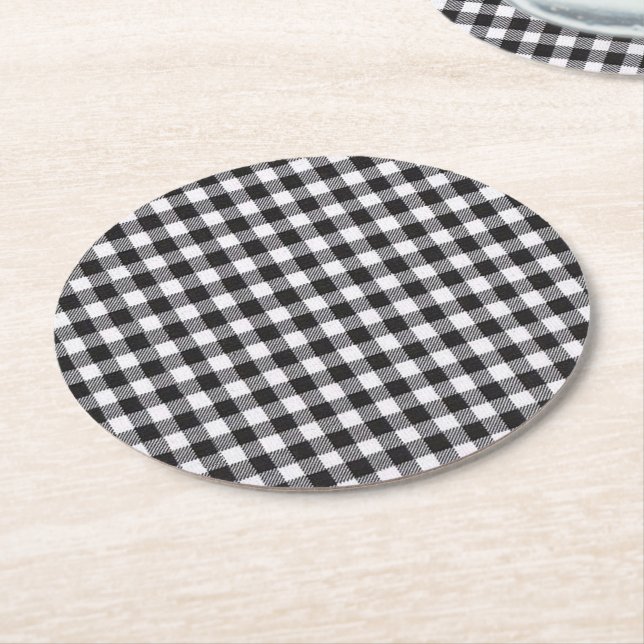Dessous De Verre Rond Guingan noir (Incliné)